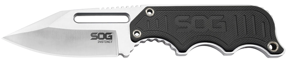 S.O.G SOG-NB1012-C Instinct 2.30" Fixed Clip Point Plain Satin Polished 5Cr15MoV SS Blade Black/Silver G10/SS Handle Includes Sheath