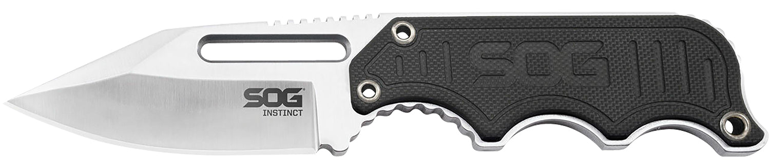 S.O.G SOG-NB1012-C Instinct 2.30" Fixed Clip Point Plain Satin Polished 5Cr15MoV SS Blade Black/Silver G10/SS Handle Includes Sheath