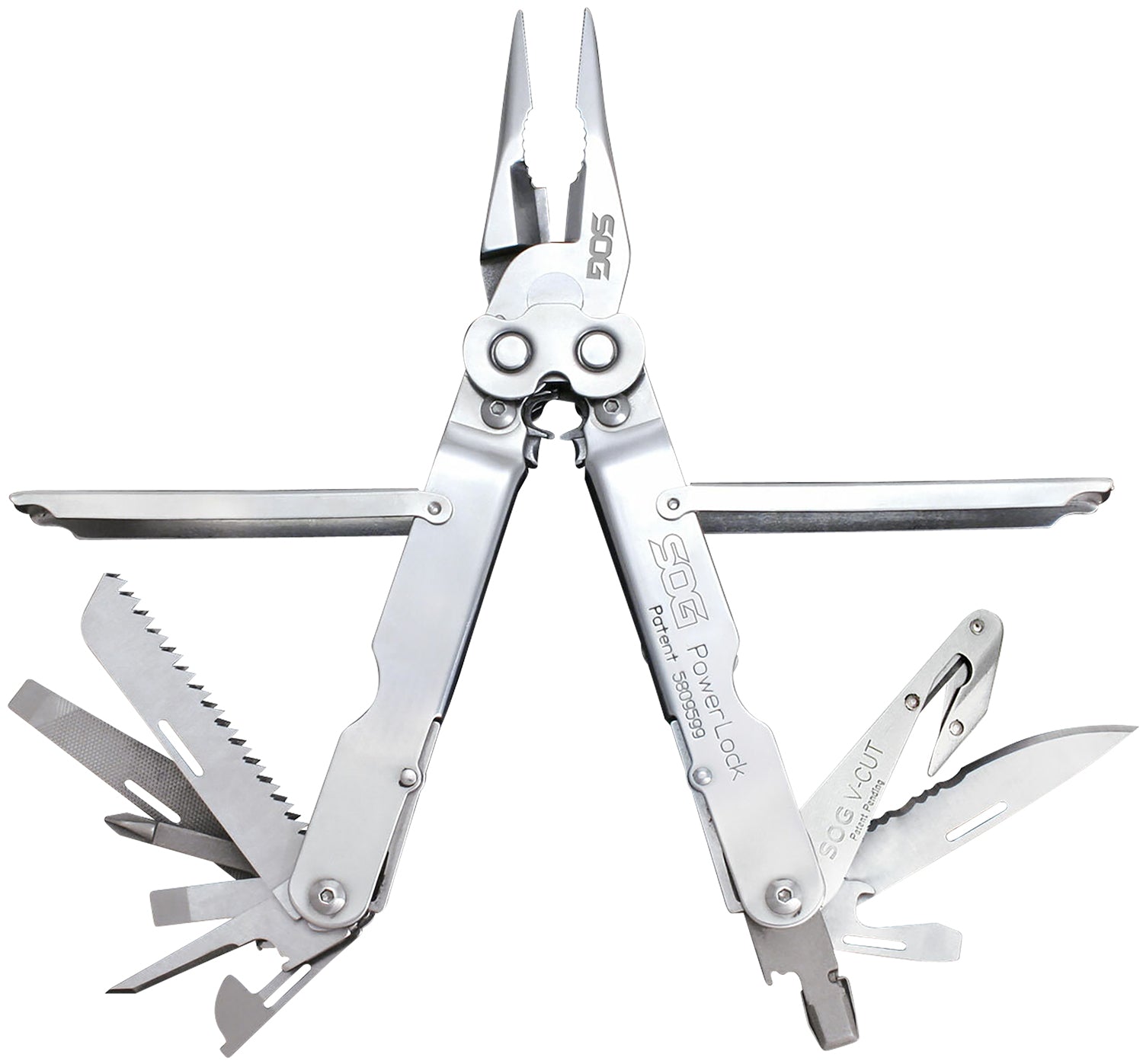 S.O.G SOG-S62N-CP PowerLock V-Cutter Polished 420 Stainless Steel 7" Long Includes Sheath