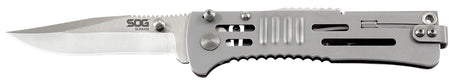 S.O.G SOG-SJ31-CP SlimJim 3.18" Folding Clip Point Plain Satin AUS-8A SS Blade Bead Blasted 420 Stainless Steel Handle Includes Belt Clip