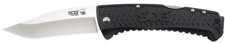 S.O.G SOG-TD1011-C Traction 3.50" Folding Clip Point Plain Satin 5Cr13MoV SS Blade Black Textured GRN Handle Includes Pocket Clip