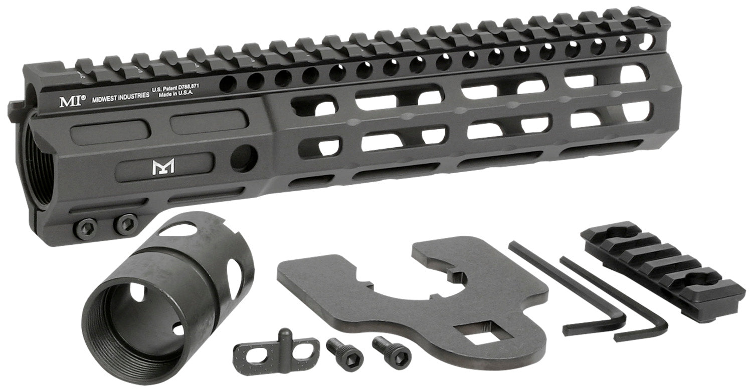 Midwest Industries MINF925 Night Fighter 9.25" M-LOK Black Hardcoat Anodized Aluminum Includes Barrel Wrench, Nut, & 5 Slot Rail