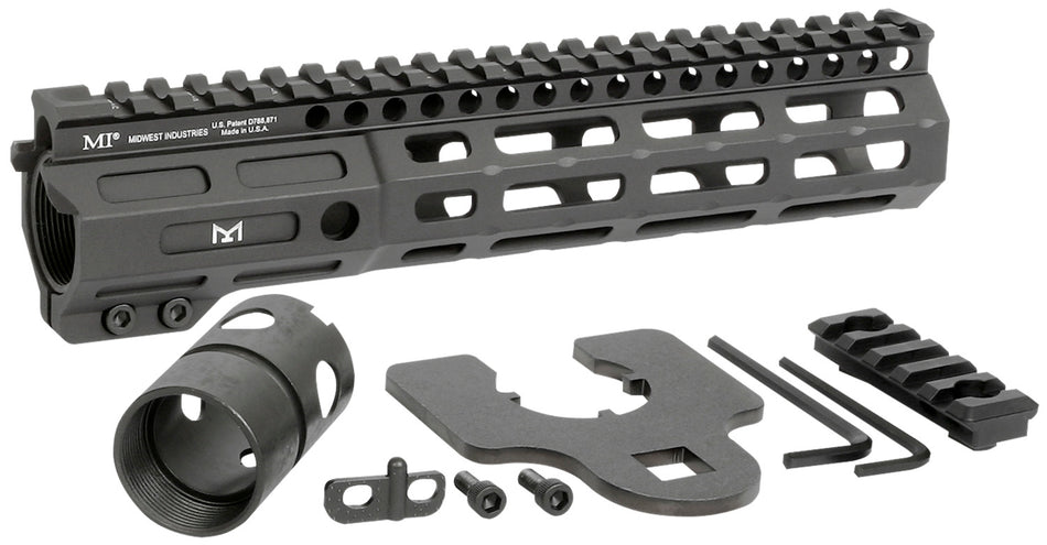 Midwest Industries MINF925 Night Fighter 9.25" M-LOK Black Hardcoat Anodized Aluminum Includes Barrel Wrench, Nut, & 5 Slot Rail
