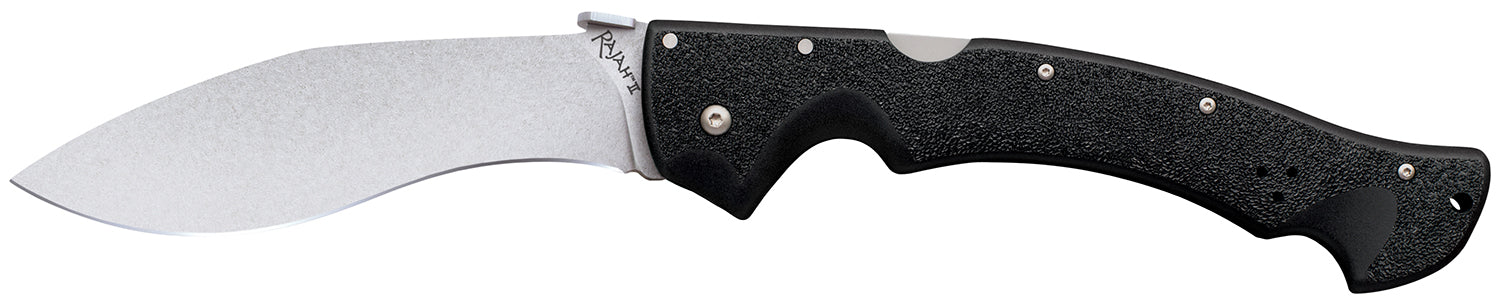 Cold Steel CS-62JL Rajah II 6" Folding Plain Stone Washed Japanese AUS-10A SS Blade/ Black Griv-Ex Handle