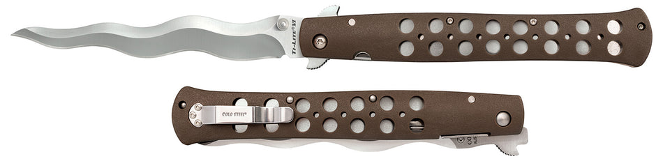 Cold Steel CS-26SXK6 Ti-Lite 6" Folding Plain Kris AUS 10A Steel Blade/ Black Griv-Ex Handle