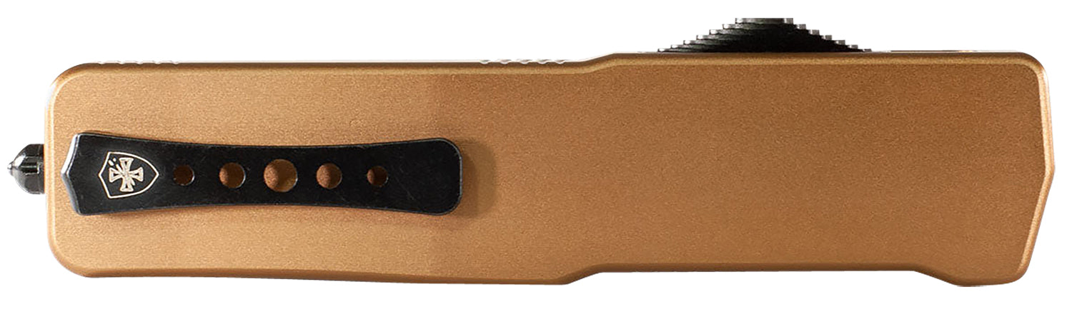Templar Knife SAAB321 Premium LW Small 3" OTF Drop Point Plain Black Oxide Stonewashed D2 Steel Blade, 4.50" Bronze Aluminum Handle
