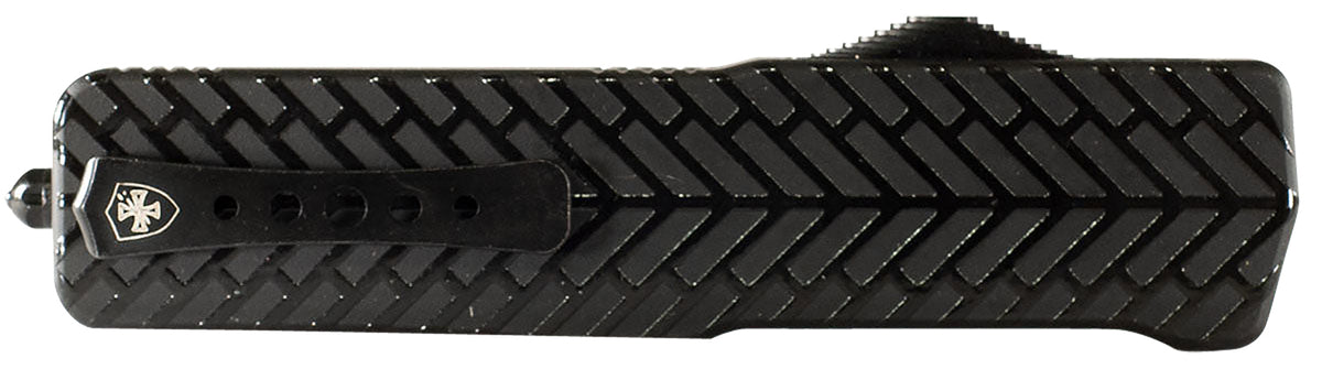 Templar Knife SAHBG32 Premium LW Small 3" OTF Drop Point Plain Black Oxide Stonewashed D2 Steel Blade, 4.50" Black Herringbone Aluminum Handle