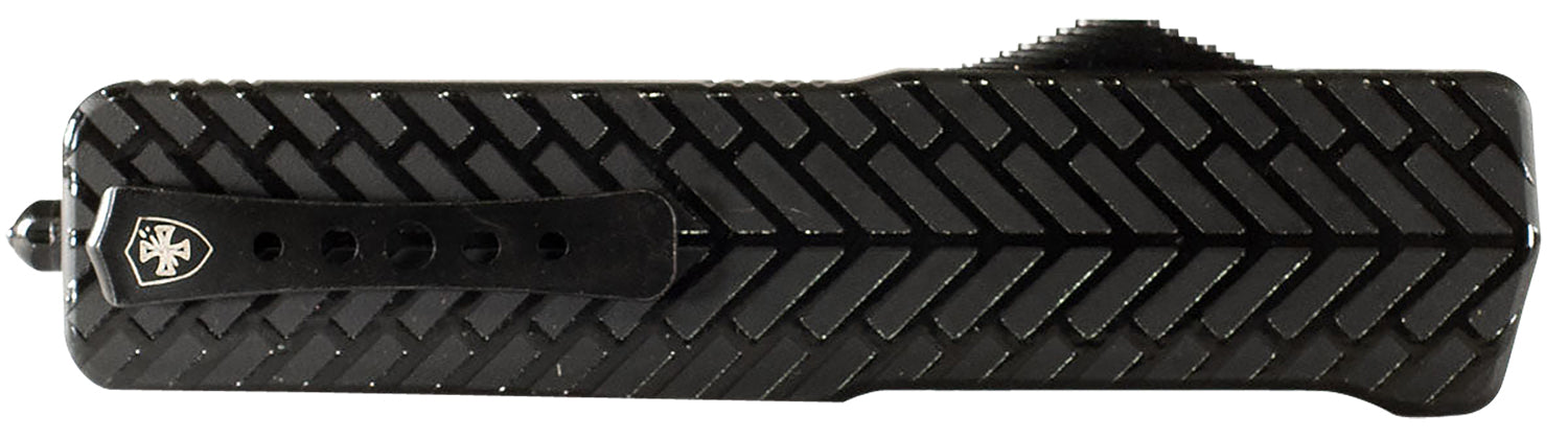 Templar Knife SAHBG32 Premium LW Small 3" OTF Drop Point Plain Black Oxide Stonewashed D2 Steel Blade, 4.50" Black Herringbone Aluminum Handle