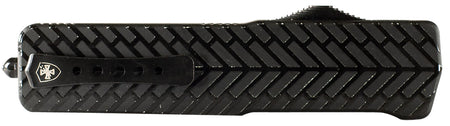 Templar Knife SAHBG32 Premium LW Small 3" OTF Drop Point Plain Black Oxide Stonewashed D2 Steel Blade, 4.50" Black Herringbone Aluminum Handle