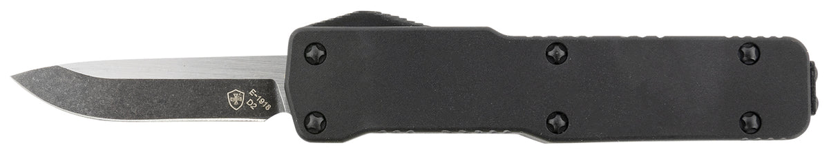 Templar Knife CABR321 Premium LW Micro 1.85" OTF Drop Point Plain Black Oxide Stonewashed D2 Steel Blade, 3.50" Black Aluminum Handle, California Legal