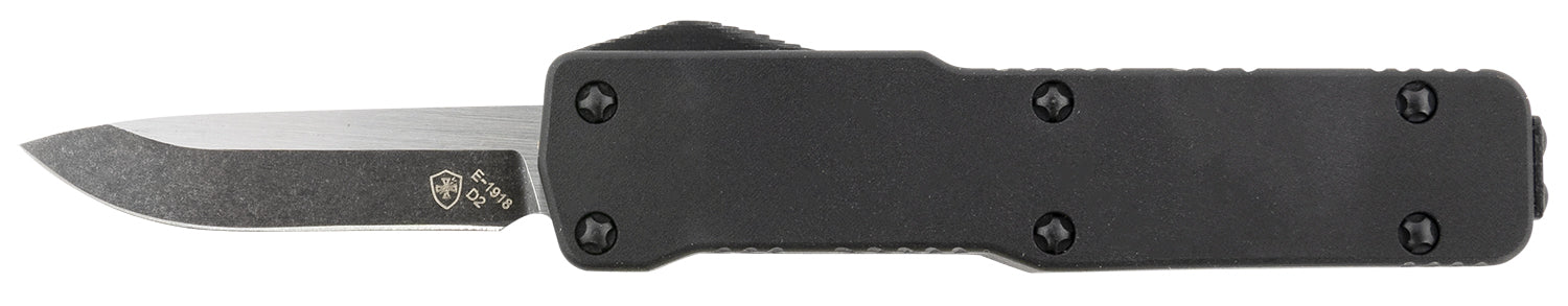 Templar Knife CABR321 Premium LW Micro 1.85" OTF Drop Point Plain Black Oxide Stonewashed D2 Steel Blade, 3.50" Black Aluminum Handle, California Legal