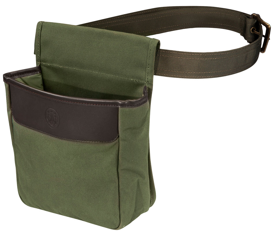 Beretta USA BS961020610076 Waxwear Shell Pouch Green Cotton/Leather 50rd
