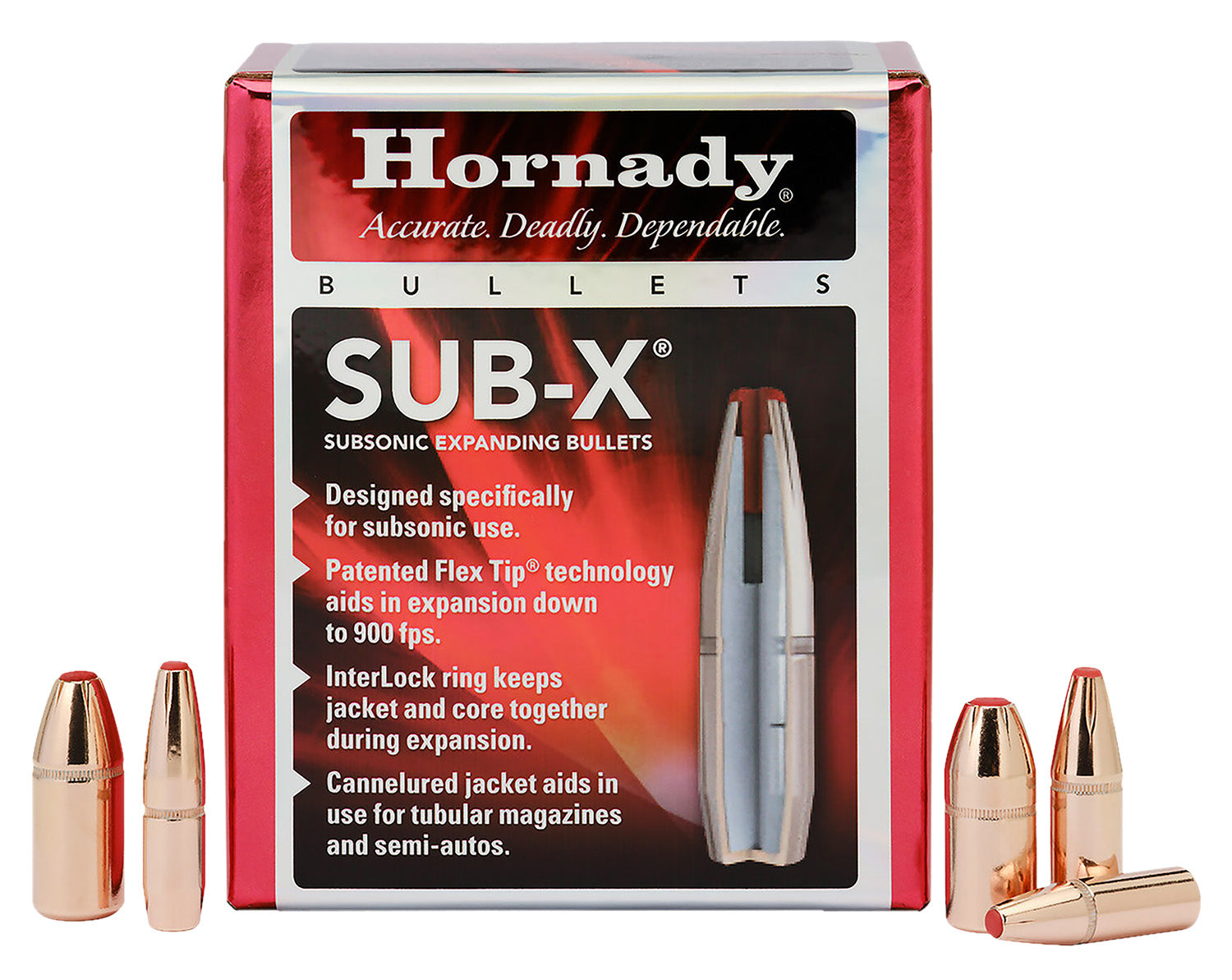 Hornady Sub-X (Subsonic - eXpanding) Rifle Bullets .45 cal .458 410gr Sub-X 45 CAL (45-70 GOV'T) .458 410 GR SUB-X Bullet 50/CT