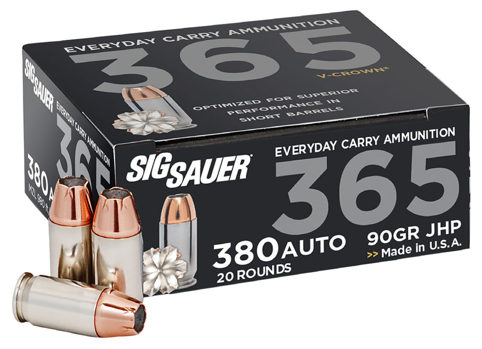 Sig Sauer E380A136520 Elite Performance V Crown Jacketed Hollow Point 90 Grain .380 ACP/Auto 980 fps