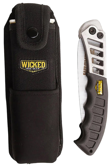 Wicked Tree Gear WTG003 Combo Pack Folding Saw 7" High Carbon Steel Blade/Black Overmolded Aluminum Handle Includes Scabbard