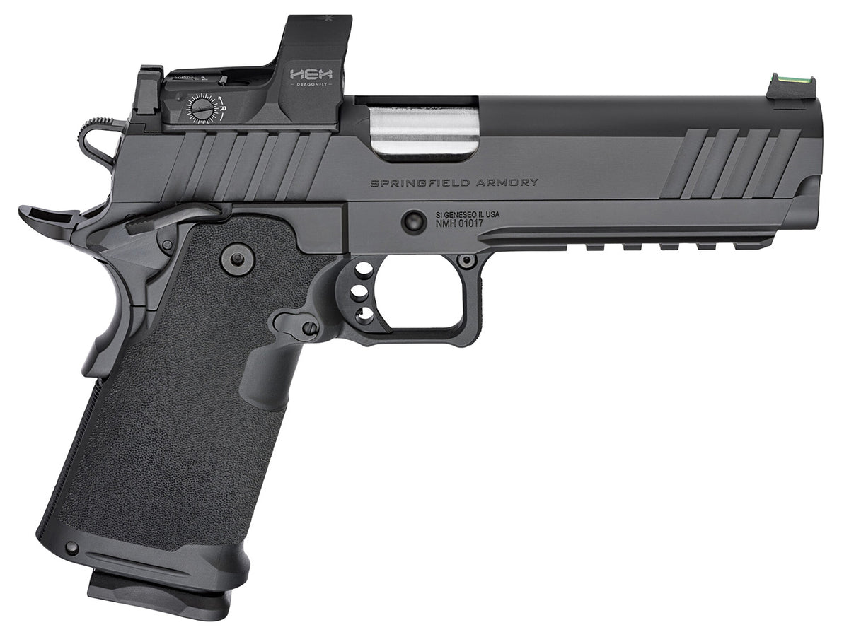 Springfield Armory PH9119AOSD Prodigy 9mm Luger 20+1/17+1 5", Black Carbon Steel, Serrated with Optics Cut Slide, Polymer Grip, Fiber Optic Sight, Hex Dragonfly Red Dot