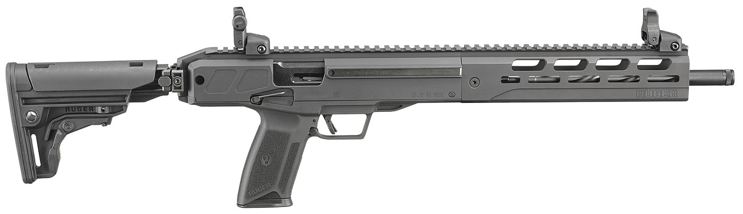 Ruger 19302 LC Carbine 5.7x28mm 10+1 16.25" Nitride Fluted Barrel, Black Hard Coat Anodized Finish, M-LOK Handguard, OEM Flip Up Sights, Synthetic Folding Adjustable Stock, Black Polymer Grip