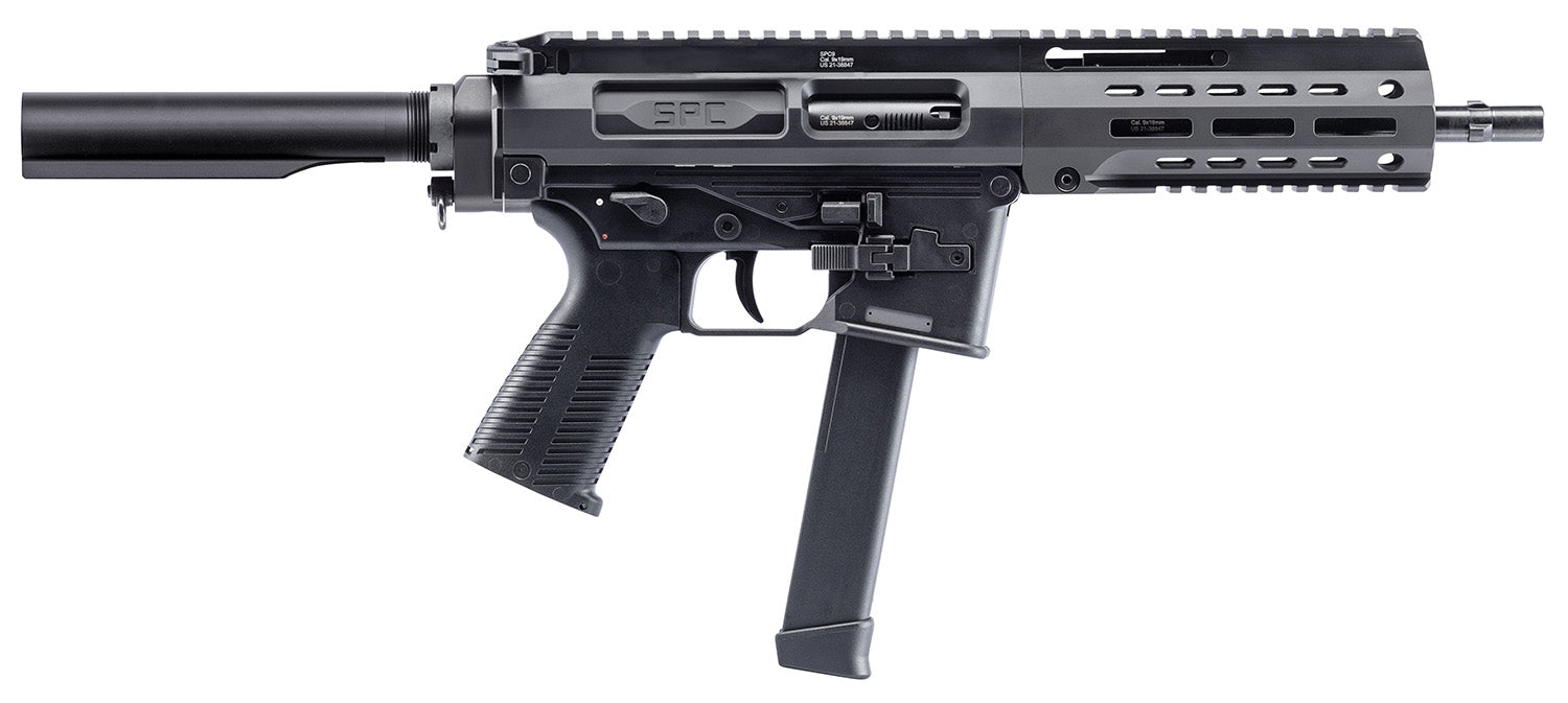 B&T Firearms 500003AB SPC9 9mm Luger 33+1 9.10", Black, Buffer Tube Stock, Polymer Grip (OEM Mag)