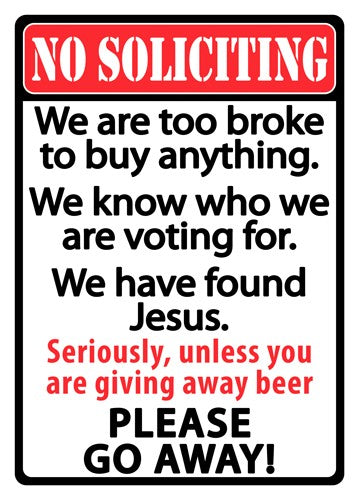 RIVERS EDGE SIGN 12"x17" "NO SOLICITING"