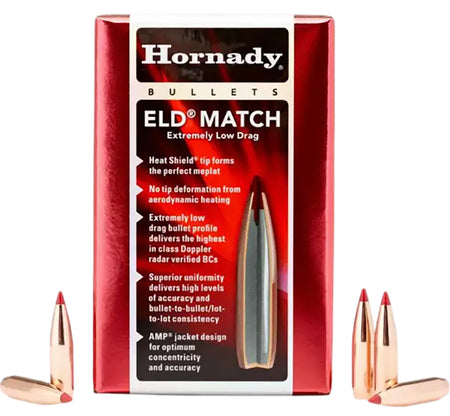 Hornady 2561 ELD Match 25 Cal .257 134 gr Extremely Low Drag Match 100 Per Box/ 15 Case