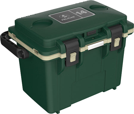 PELICAN COOLERS IM 14 QUART HUNTER GREEN/TAN  DRY STORAGE