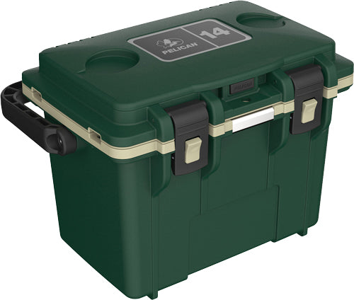 PELICAN COOLERS IM 14 QUART HUNTER GREEN/TAN  DRY STORAGE