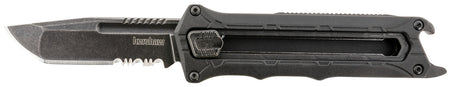 Kershaw 1195 Interstellar 2.70" OTF Tanto Part Serrated Black Oxide Blackwash 8Cr13MoV SS Blade, Black Textured w/Bottle Opener Glass-Filled Nylon Handle, Includes Pocket Clip