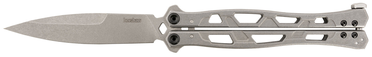 Kershaw 5050 Moonsault 4.60" Butterfly Spear Point Plain 14C28N Steel Blade, Stainless Steel Handle