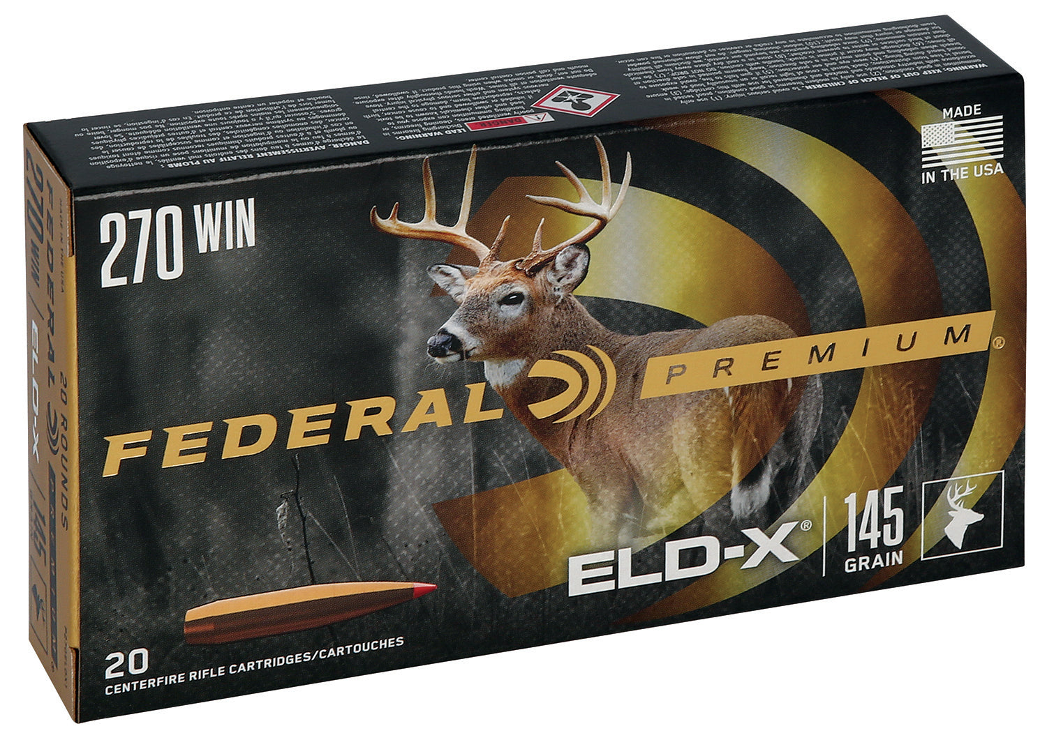 Federal P270ELDX1 Premium ELD-X Extremely Low Drag-eXpanding 145 Grain .270 Winchester 2890 fps
