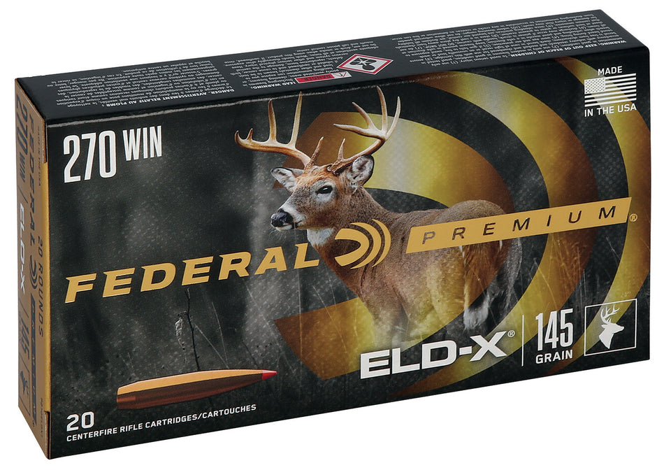 Federal P270ELDX1 Premium ELD-X Extremely Low Drag-eXpanding 145 Grain .270 Winchester 2890 fps