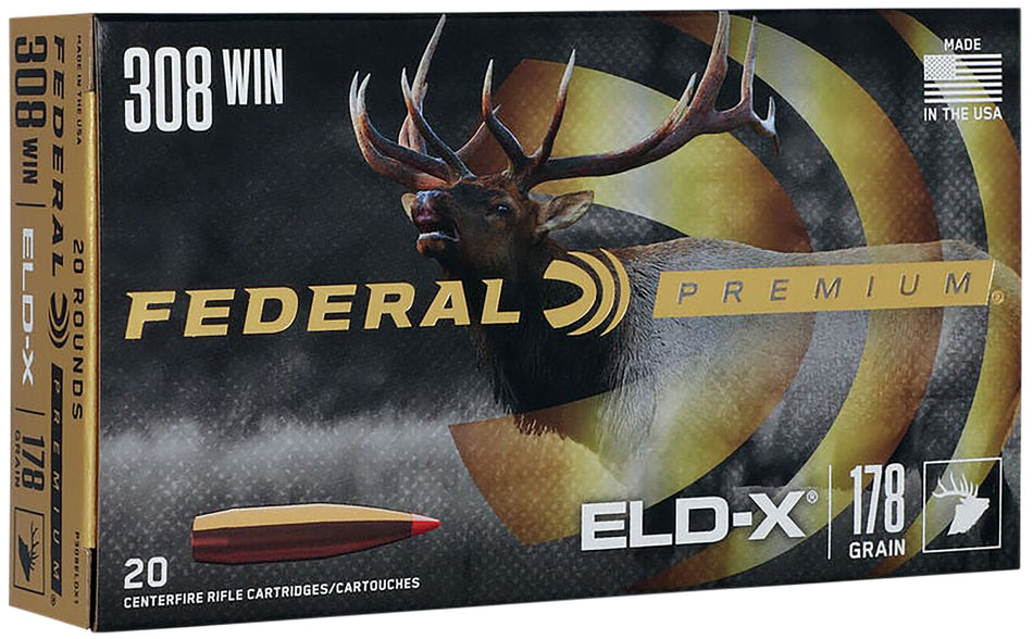Federal P308ELDX1 Premium ELD-X Extremely Low Drag-eXpanding 178 Grain .308 Win / 7.62x51mm 2610 fps