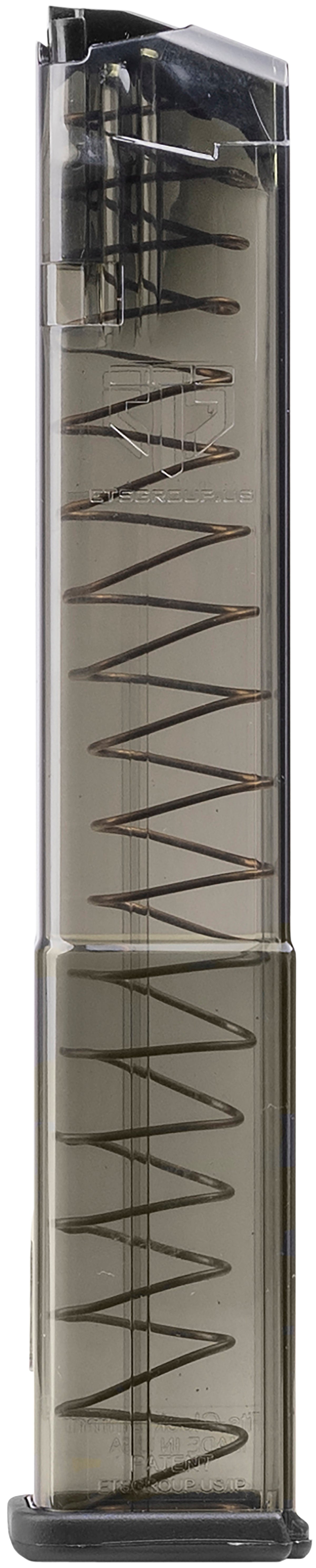ETS Group SMKGLK17 Pistol Mags 17rd Standard 9mm Luger Compatible w/ Glock 19/26/45/18/19X/34 Smoke Polymer