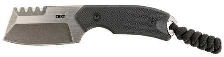 CRKT 4036 Razel Compact 2.32" Fixed Plain/Top Veff Serrations Brushed Stonewashed D2 Steel Blade, Black G10 Handle, Includes Cord Fob/Sheath