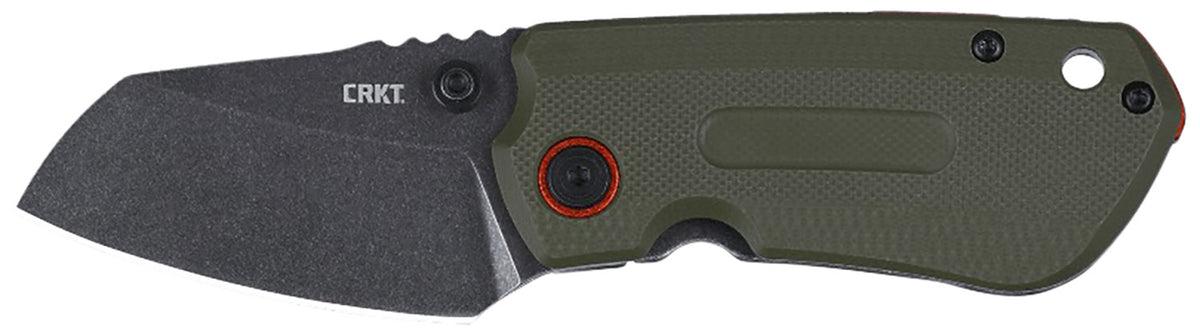CRKT 6277 Overland Compact 2.24" Folding Plain Stonewashed D2 Steel Blade, Green w/Orange Accents G10/SS Handle, Includes Pocket Clip