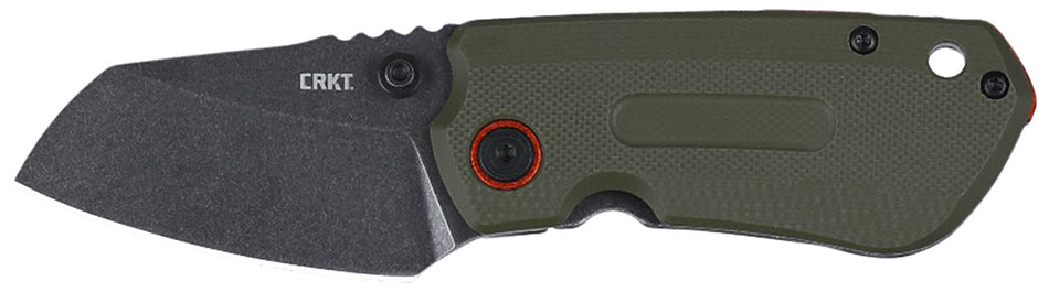 CRKT 6277 Overland Compact 2.24" Folding Plain Stonewashed D2 Steel Blade, Green w/Orange Accents G10/SS Handle, Includes Pocket Clip