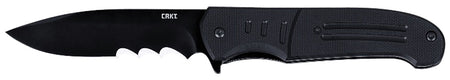 CRKT 6885 Ignitor 3.48" Folding Drop Point Part Serrated Black Oxide 8Cr13MoV SS Blade/Black G10 Handle Includes Pocket Clip