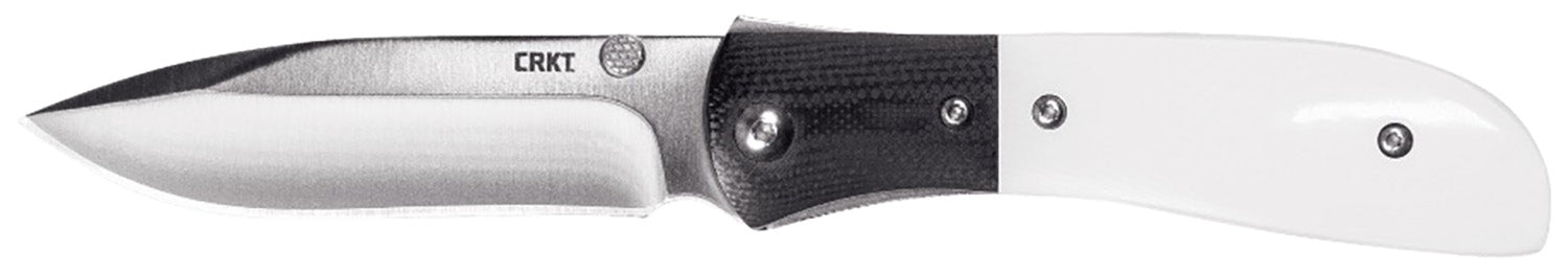 CRKT M4-02M M4-02M 3.25" Plain Satin 8Cr13MoV SS Blade Black/White Resin Infused Fiber w/G10 Bolster Handle Includes Pocket Clip