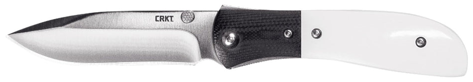 CRKT M4-02M M4-02M 3.25" Plain Satin 8Cr13MoV SS Blade Black/White Resin Infused Fiber w/G10 Bolster Handle Includes Pocket Clip