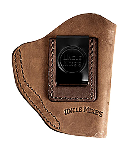 Uncle Mikes-leather(1791) UMIWB2BRWA Inside the Waistband IWB Size 02 Brown Leather Belt Clip Fits Small Frame Revolver Right Hand
