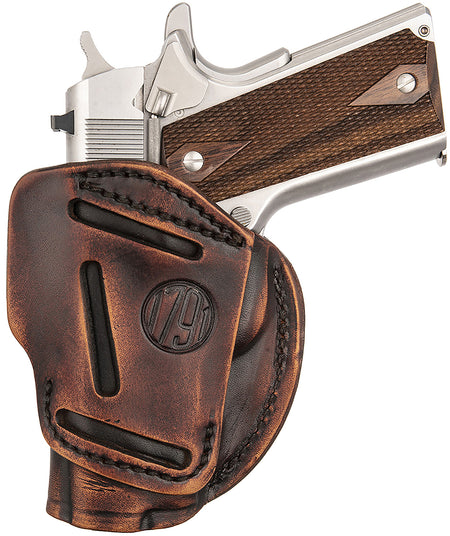 1791 Gunleather 3WH1VTGA 3-Way IWB/OWB Size 01 Vintage Leather Belt Loop Fits 1911 3-4" Ambidextrous Hand