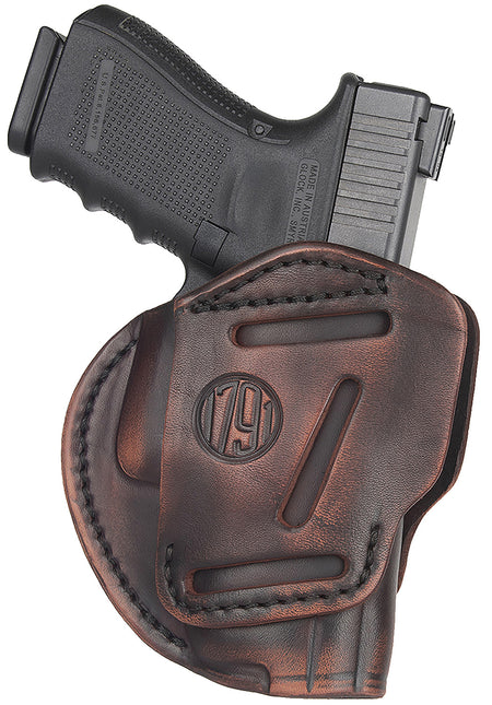 1791 Gunleather 3WH5VTGA 3-Way IWB/OWB Size 05 Vintage Leather Belt Loop Fits Glock 17 Fits HK VP9 Fits MP9 Ambidextrous Hand