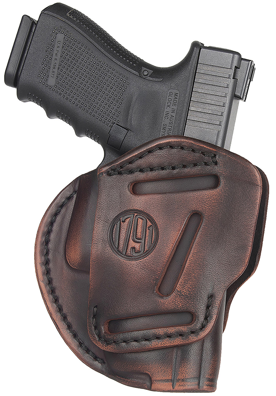 1791 Gunleather 3WH5VTGA 3-Way IWB/OWB Size 05 Vintage Leather Belt Loop Fits Glock 17 Fits HK VP9 Fits MP9 Ambidextrous Hand