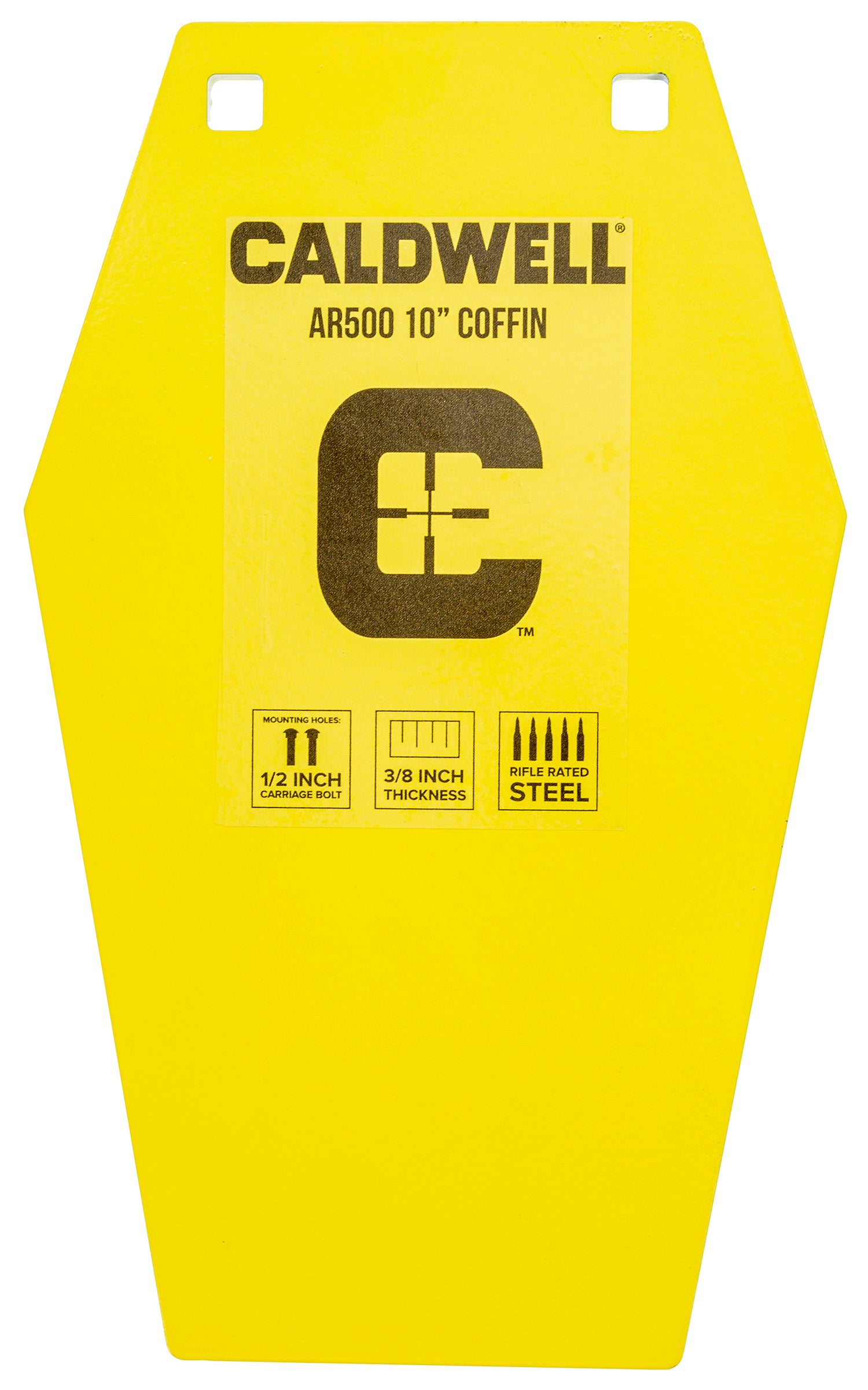 Caldwell 1116693 C 10" Coffin CP4 Yellow Powder Coat AR500 Steel Hanging