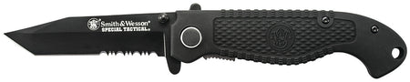 Smith & Wesson Knives CKTACBSCP Special Tactical 3.50" Folding Part Serrated Stainless Steel Blade 4.60" Black