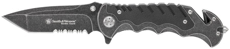 Smith & Wesson Knives SWBG10SCP Border Guard 3.50" Folding Part Serrated Stainless Steel Blade 4.80" Aluminum/G10 Handle Includes Pocket Clip