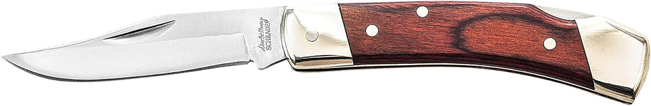 Uncle Henry LB5CP LB5 Smokey II Folding Clip Point Plain Stainless Steel Blade 3.70" Wood Handle Includes Sheath