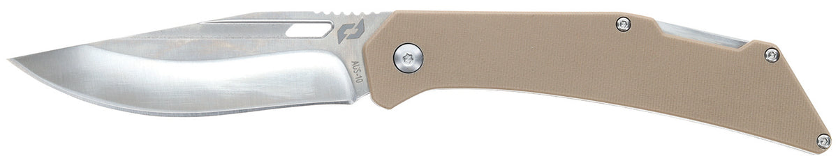 Schrade 1159301 Slingshot Lockback Folder 4" Recurve Clip Point/Satin AUS-10 Blade 5" G10 Handle