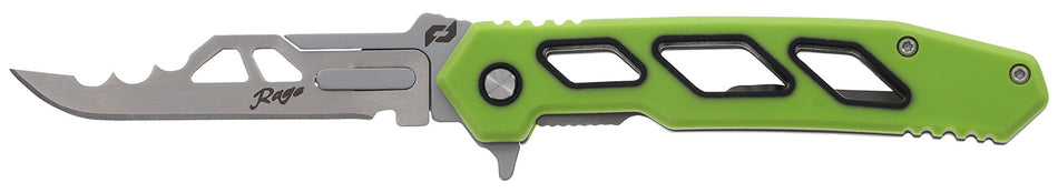 Schrade 1197645 Isolate Enrage 7 2.60" Folding Scalpel Plain Satin 420A Steel Blade, 4.25" Green Non-Slip Carbon Fiber Handle, Includes Blade Removal Tool/Case/Sheath/