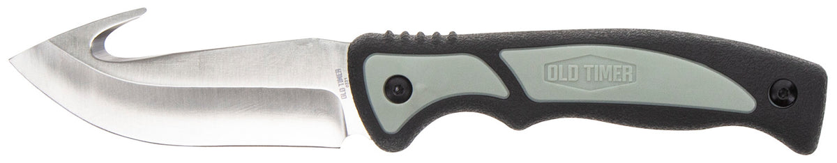 Old Timer 1137138 Trail Boss 3.70" Fixed Gut Hook Plain Stainless Steel Blade, TPE Handle Includes Sheath