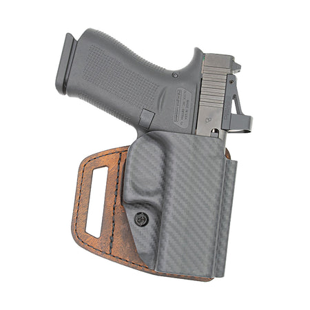 Versacarry VSL211G19 V-Slide OWB Brown Leather/Polymer Belt Slide Fits Glock 19 Right Hand